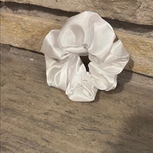 Elegant White Satin Scrunchie
